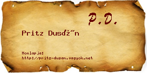 Pritz Dusán névjegykártya